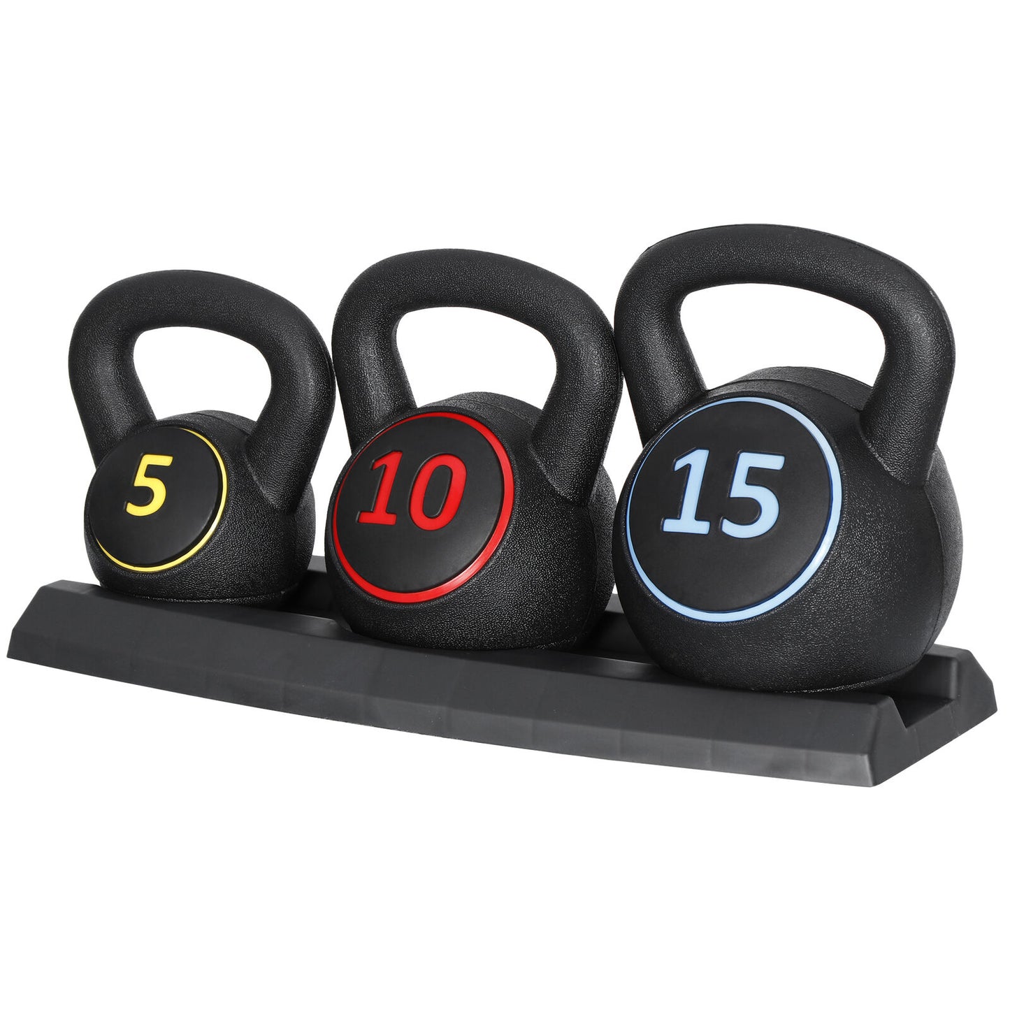 Transform Your Home Gym with Our Versatile 3-Piece Kettlebell Set – 5Lb, 10Lb, 15Lb with Convenient Storage Rack