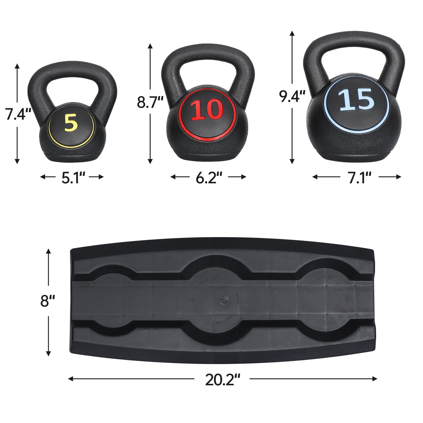 Transform Your Home Gym with Our Versatile 3-Piece Kettlebell Set – 5Lb, 10Lb, 15Lb with Convenient Storage Rack