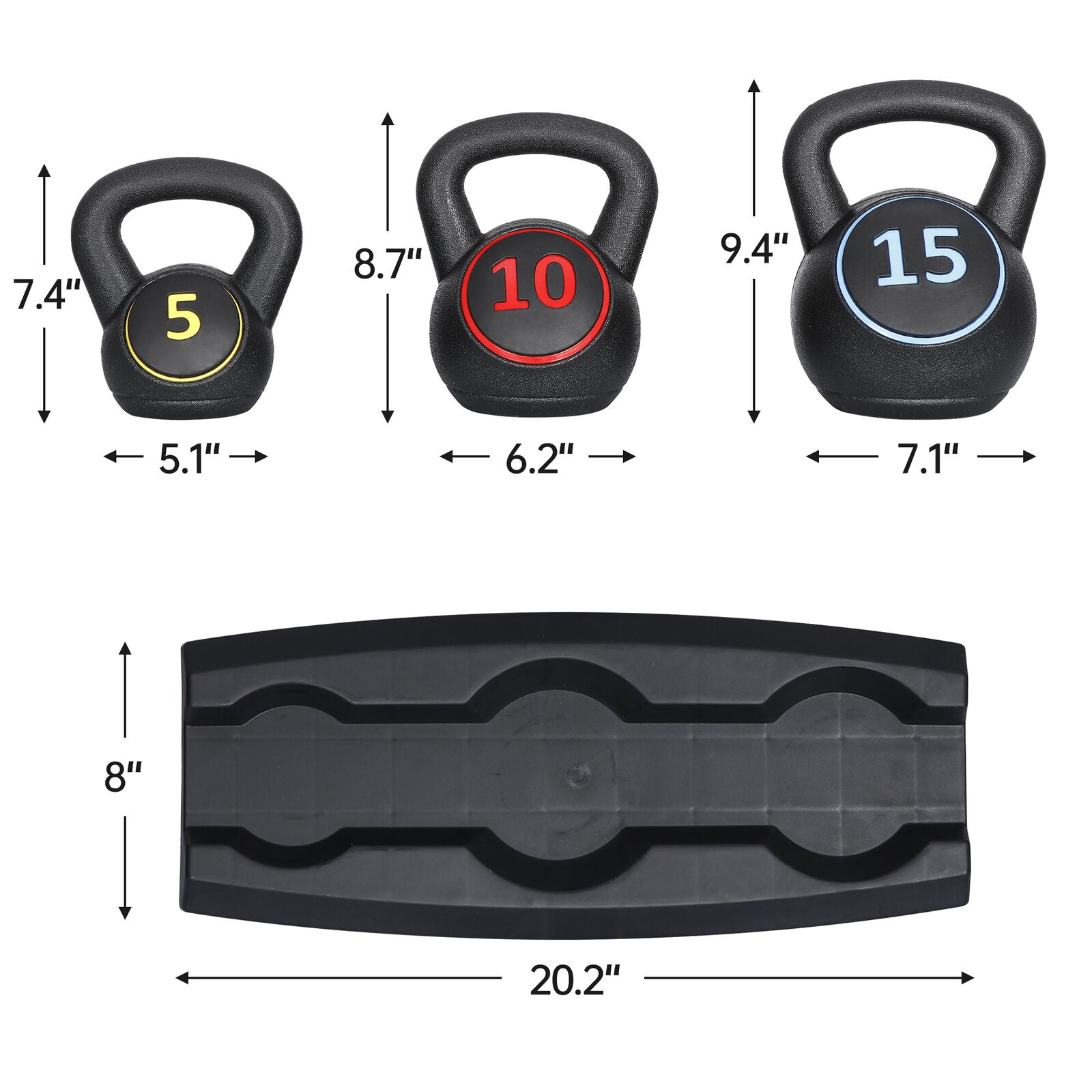 Transform Your Home Gym with Our Versatile 3-Piece Kettlebell Set – 5Lb, 10Lb, 15Lb with Convenient Storage Rack