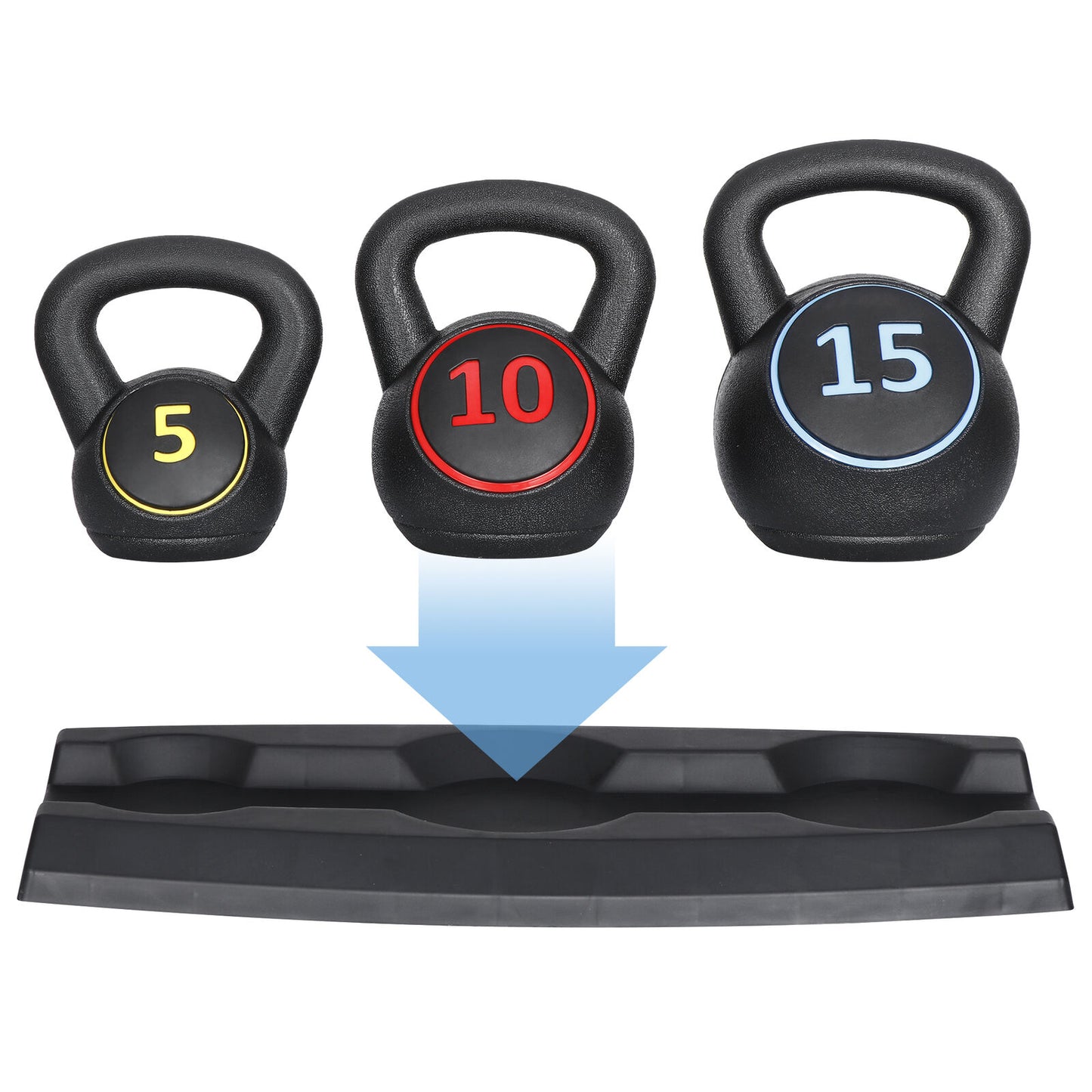 Transform Your Home Gym with Our Versatile 3-Piece Kettlebell Set – 5Lb, 10Lb, 15Lb with Convenient Storage Rack